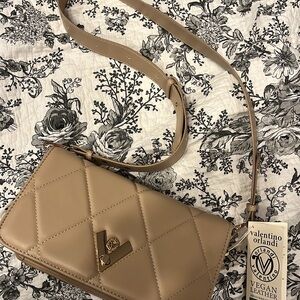 Valentino Orlandi Tan Vegan Leather Crossbody Bag